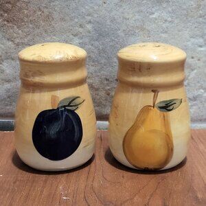 Vintage Salt and Pepper Shakers Fruit Design No Bottom Cork Stoppers